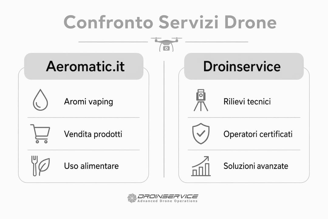 Tabella comparativa tra Aeromatic.it e Droinservice: scopri le differenze a colpo d’occhio